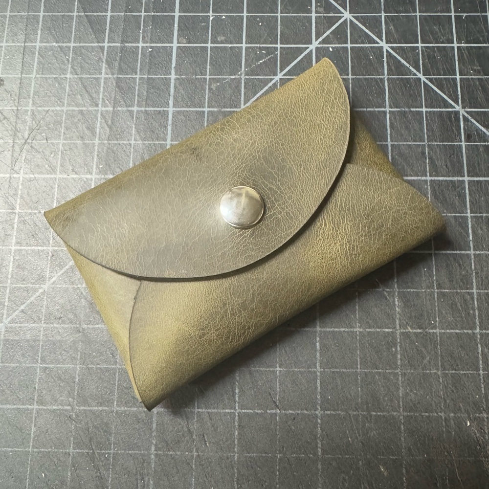 Olive green “everything pouch” card holder pouch for bus, credit card or coins